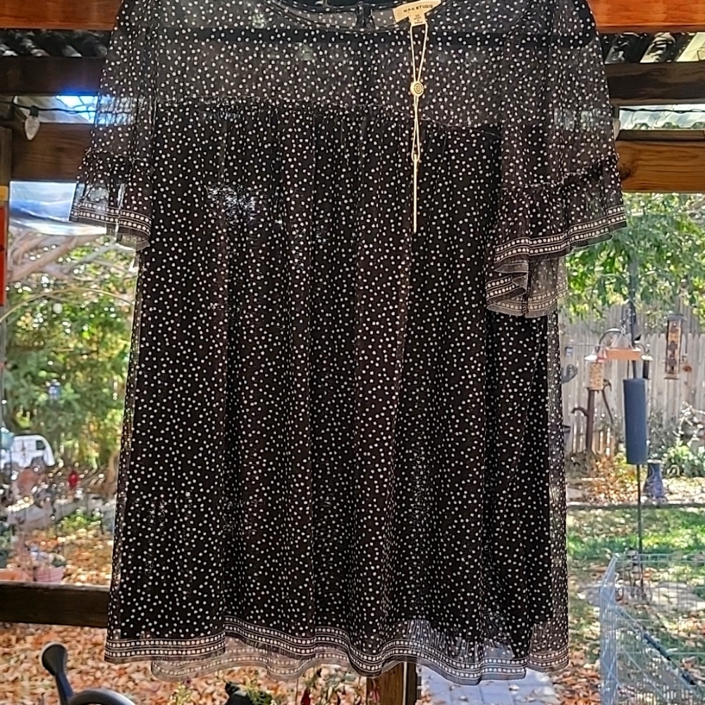 Sheer Black polkadot pattern Blouse Size 1 X